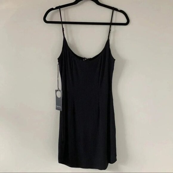 Revolve Privacy Please Terry Mini Dress Lace Up Ribbed knit Black Size XS - Picture 15 of 16